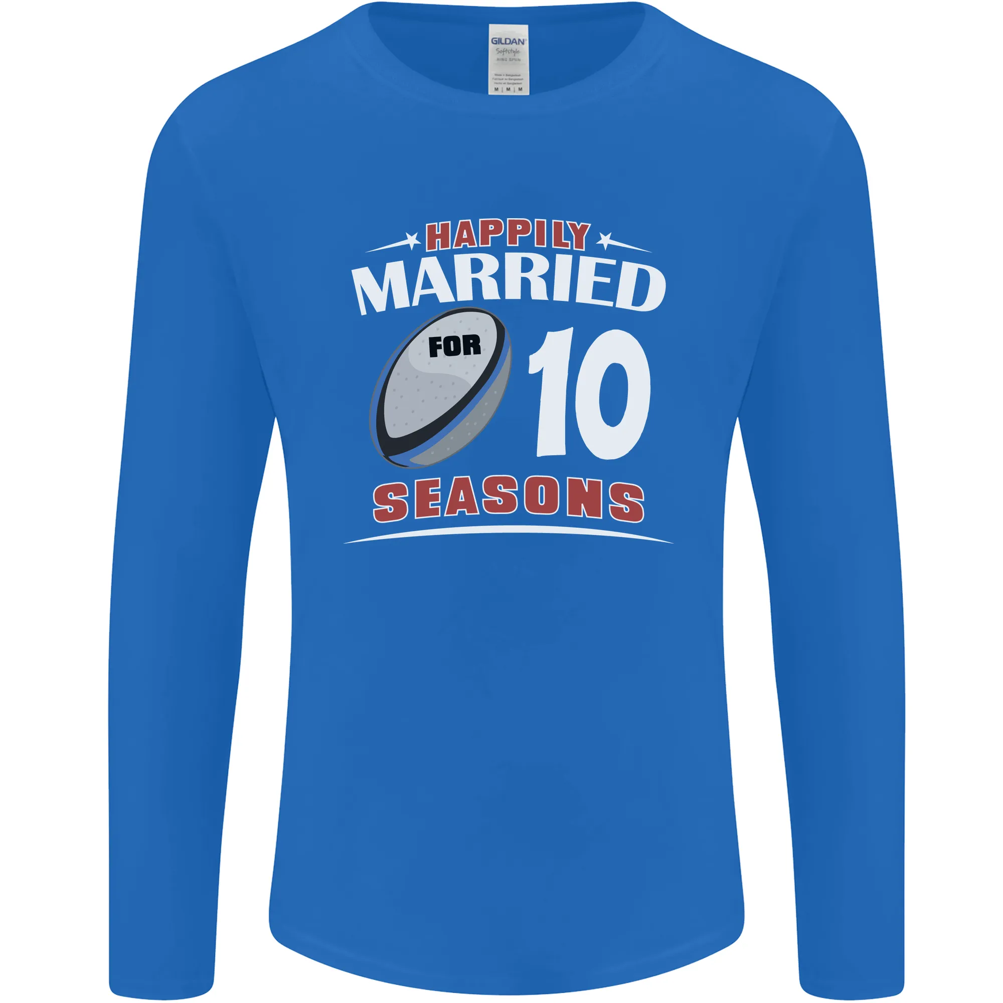 10 Year Wedding Anniversary 10th Rugby Mens Long Sleeve T-Shirt