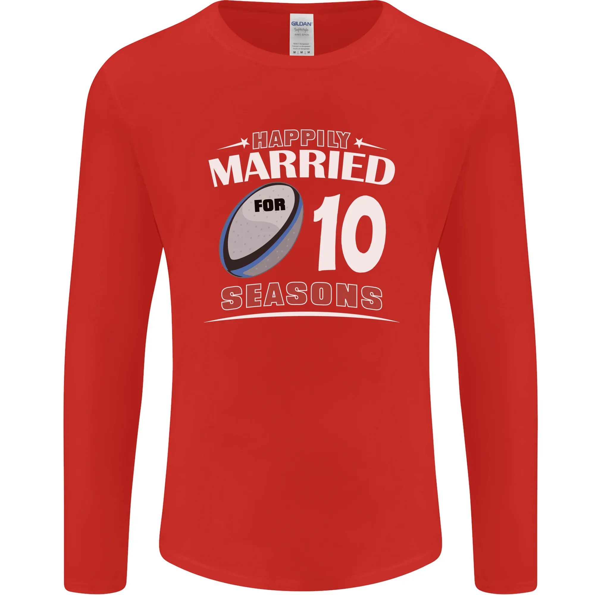 10 Year Wedding Anniversary 10th Rugby Mens Long Sleeve T-Shirt