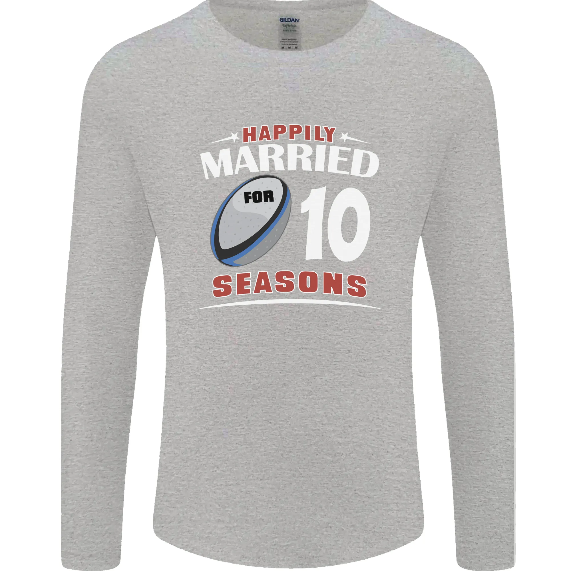 10 Year Wedding Anniversary 10th Rugby Mens Long Sleeve T-Shirt