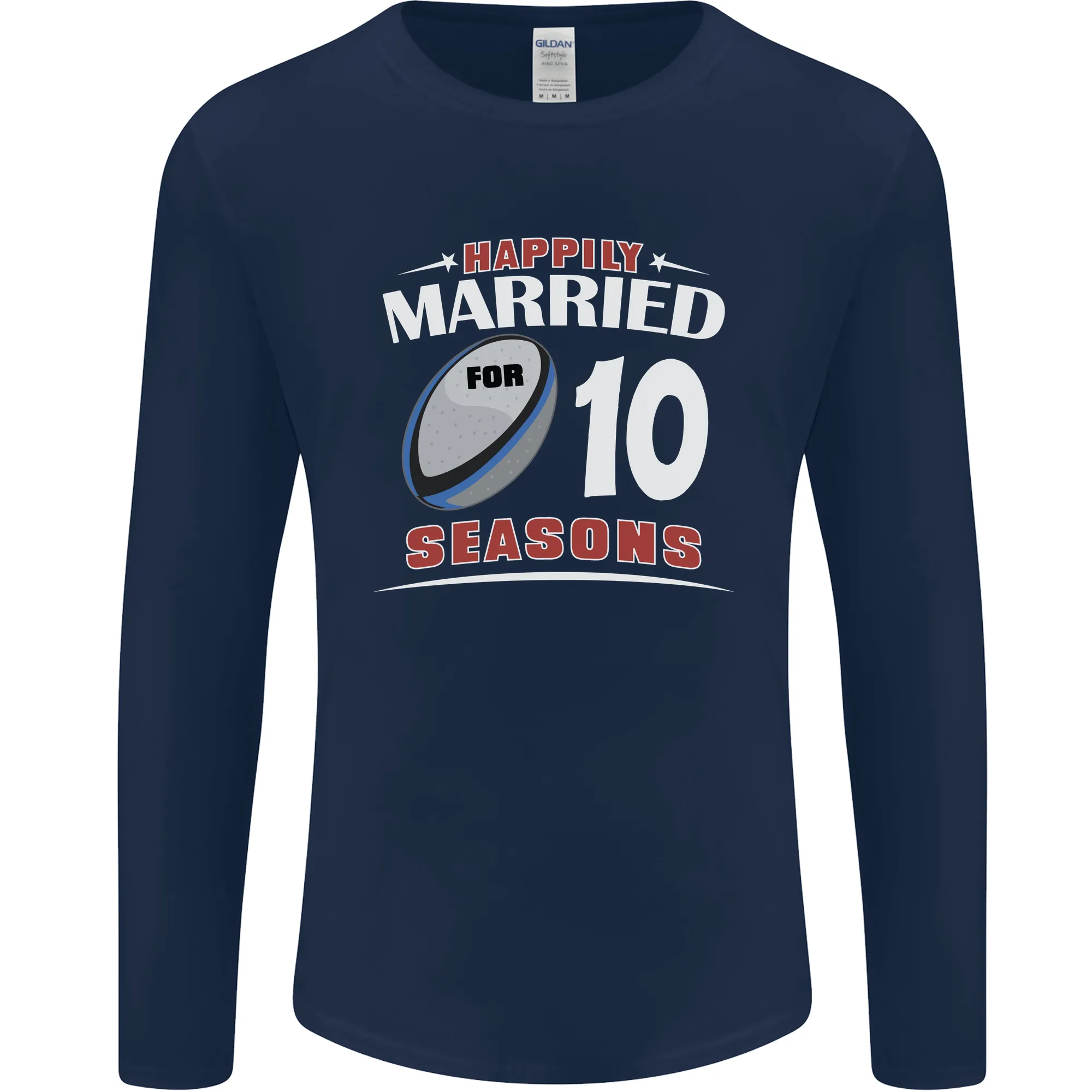 10 Year Wedding Anniversary 10th Rugby Mens Long Sleeve T-Shirt