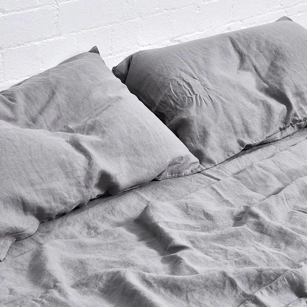 100% Linen Pillow Slip Set in Cool Grey