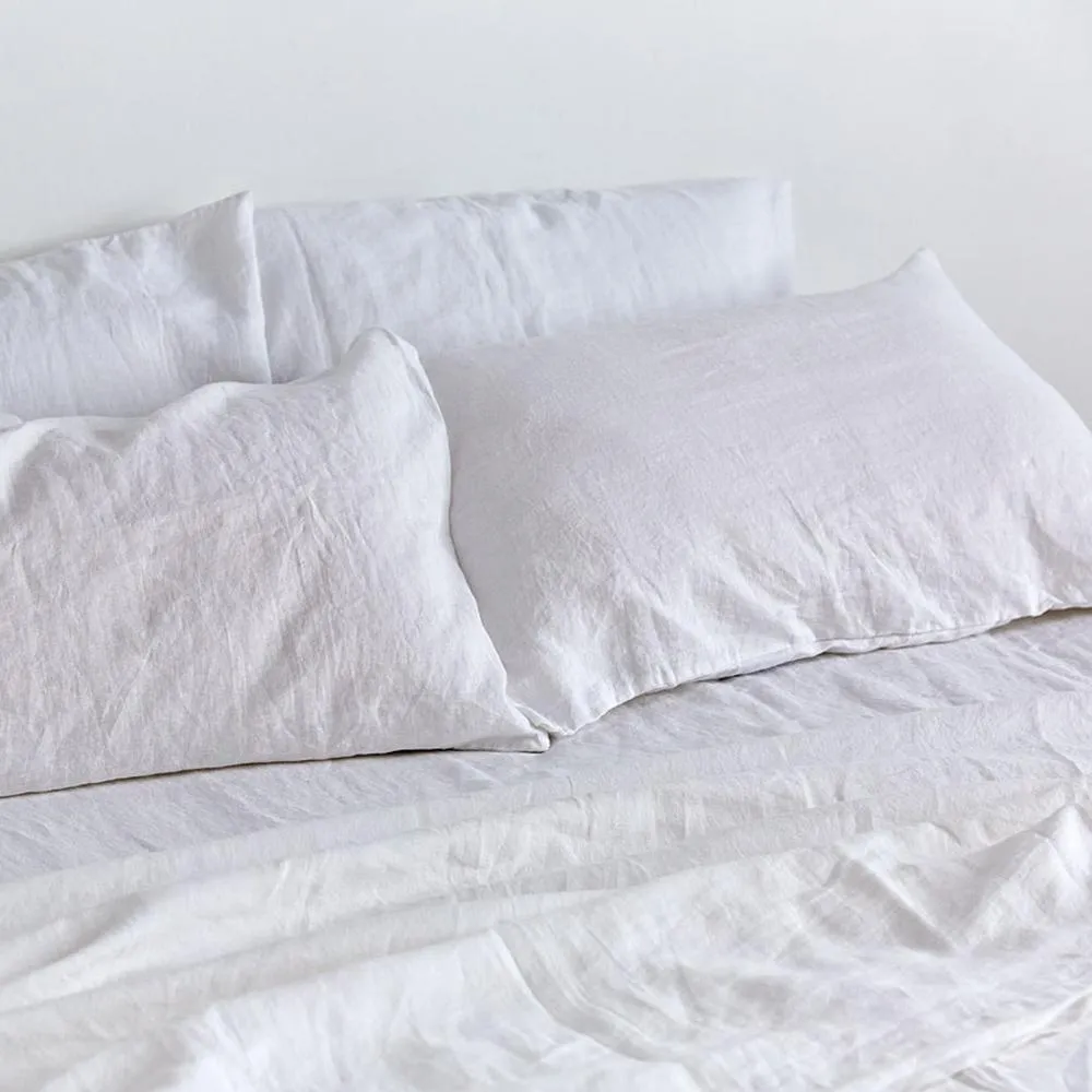 100% Linen Pillow Slip Set in White