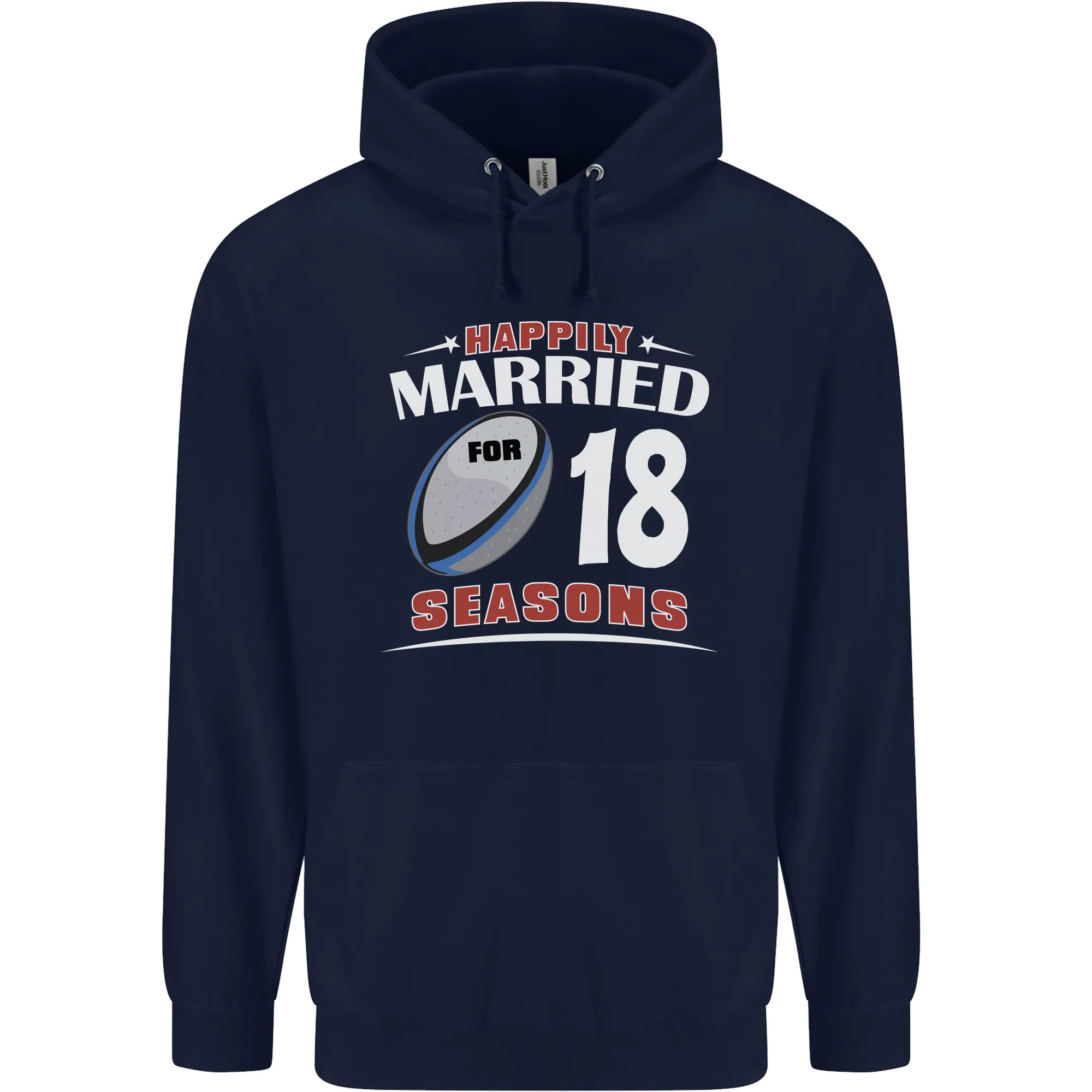 18 Year Wedding Anniversary 18th Rugby Mens 80% Cotton Hoodie