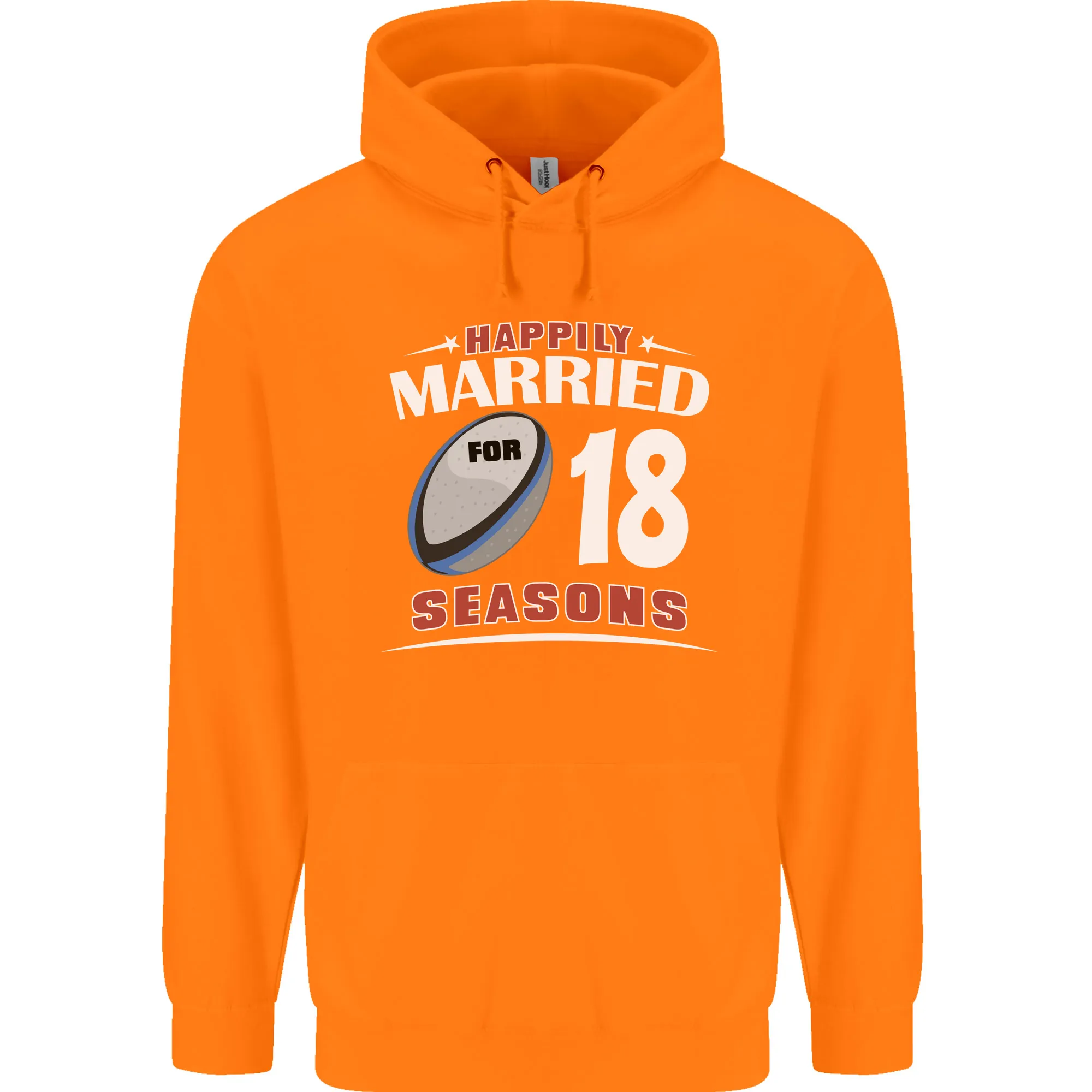 18 Year Wedding Anniversary 18th Rugby Mens 80% Cotton Hoodie