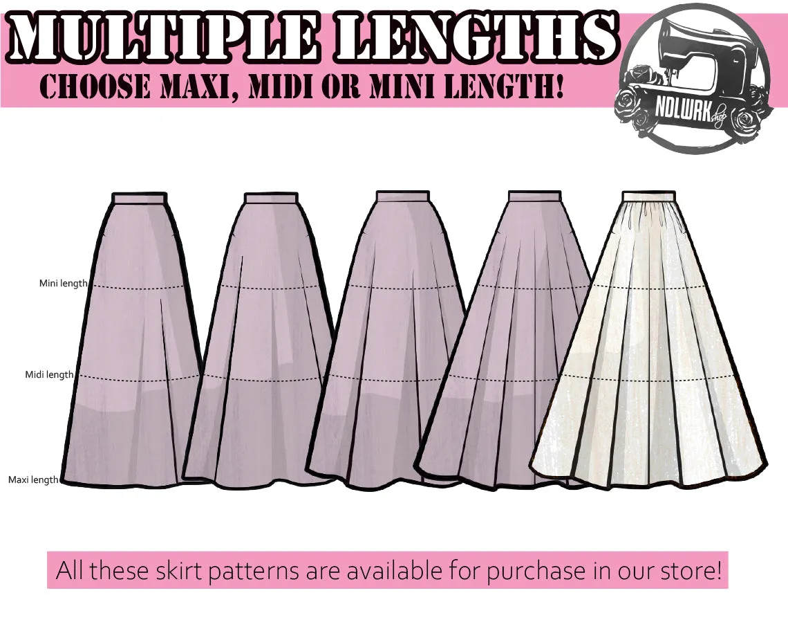 4 Circle Skirts Bundle Sewing Pattern/Downloadable PDF File and Tutorial Book