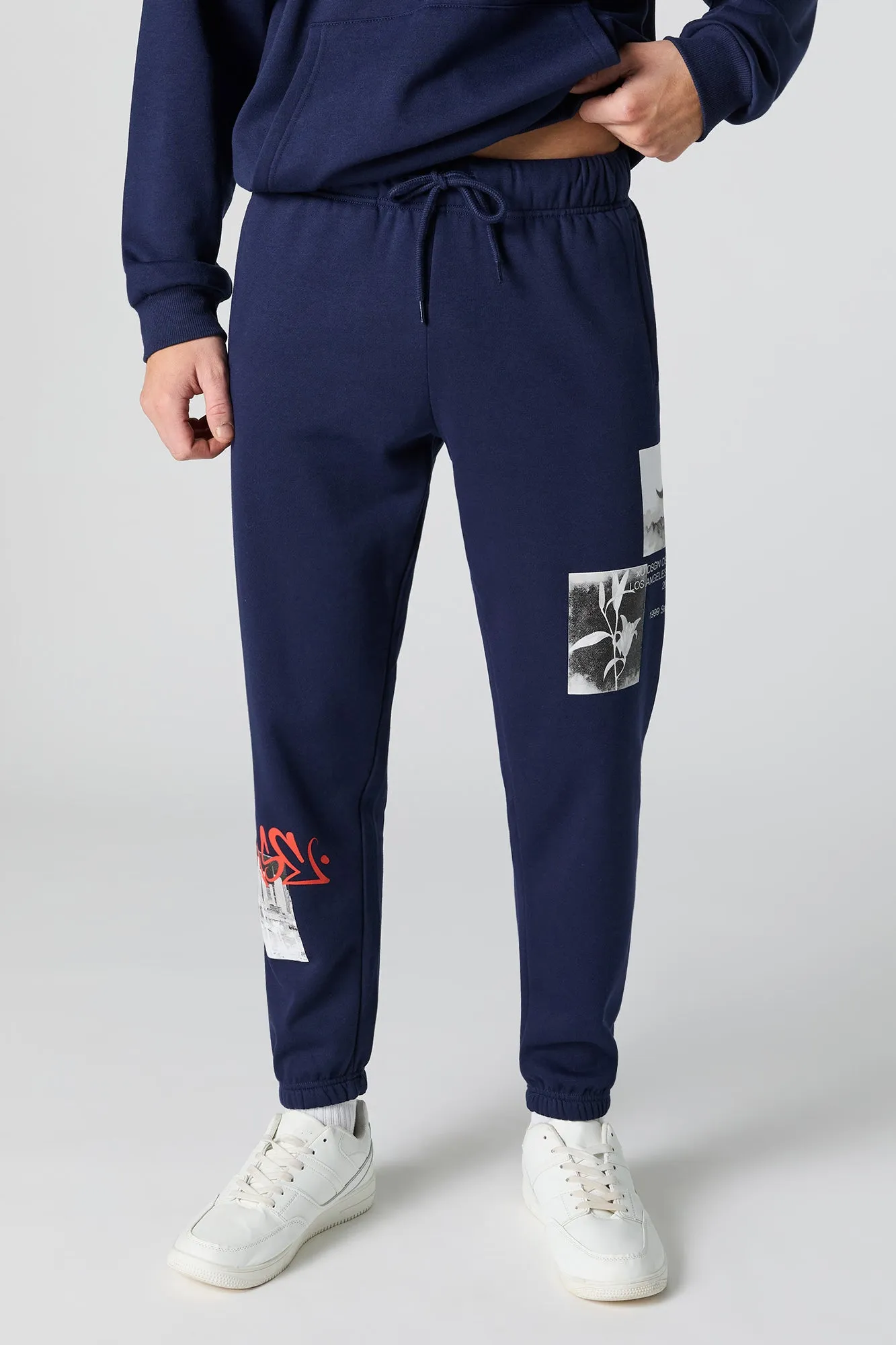 A Graffiti Graphic Fleece Jogger