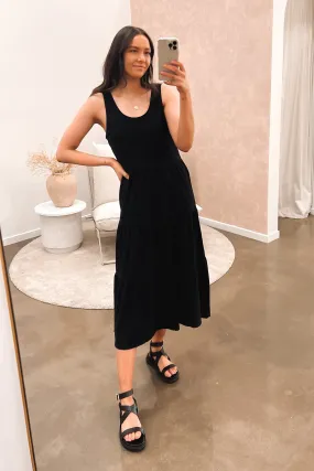 AAE Linen Midi Dress Black