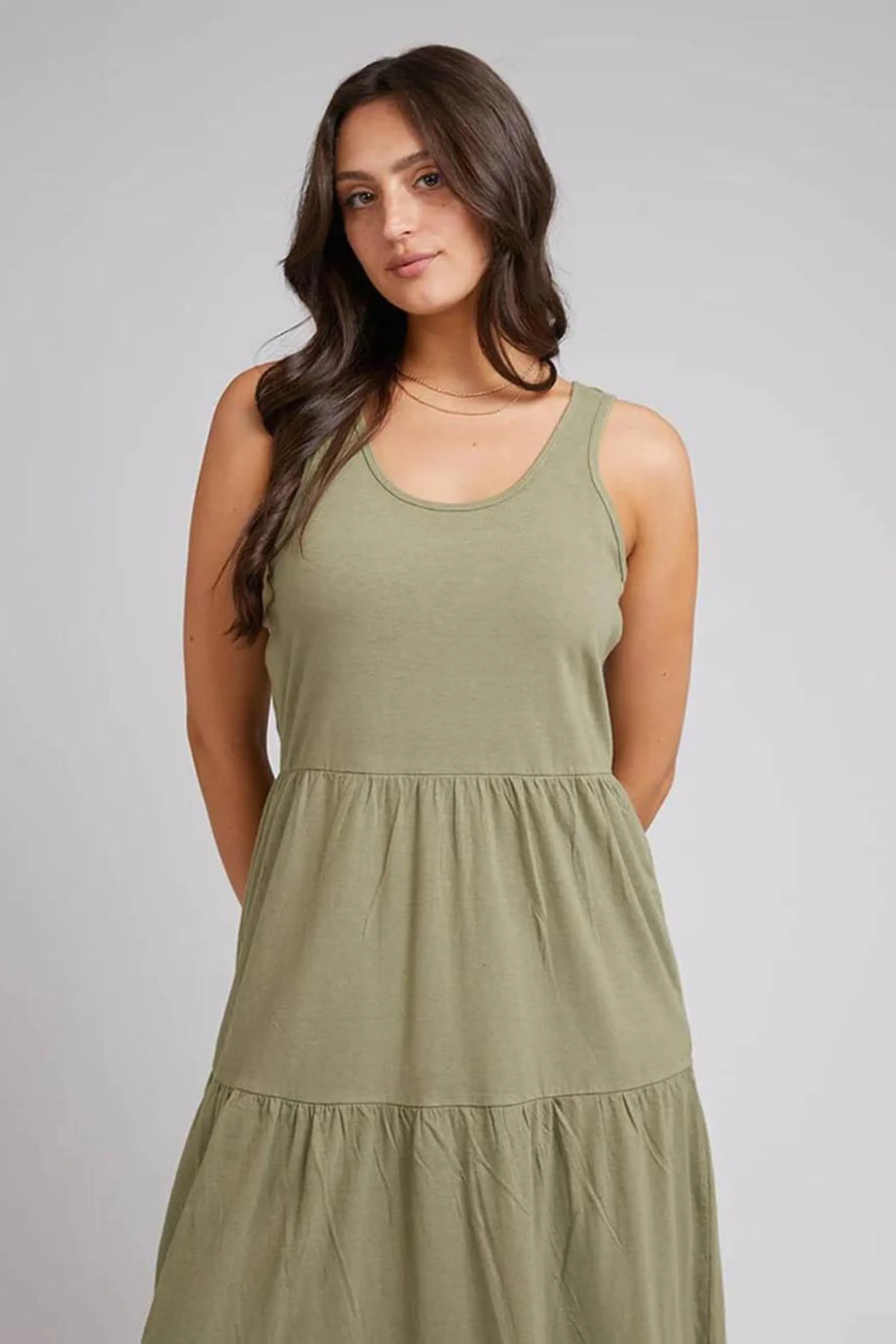 AAE LINEN MIDI DRESS - Khaki