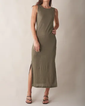 Aceline Linen Tank Dress - Khaki