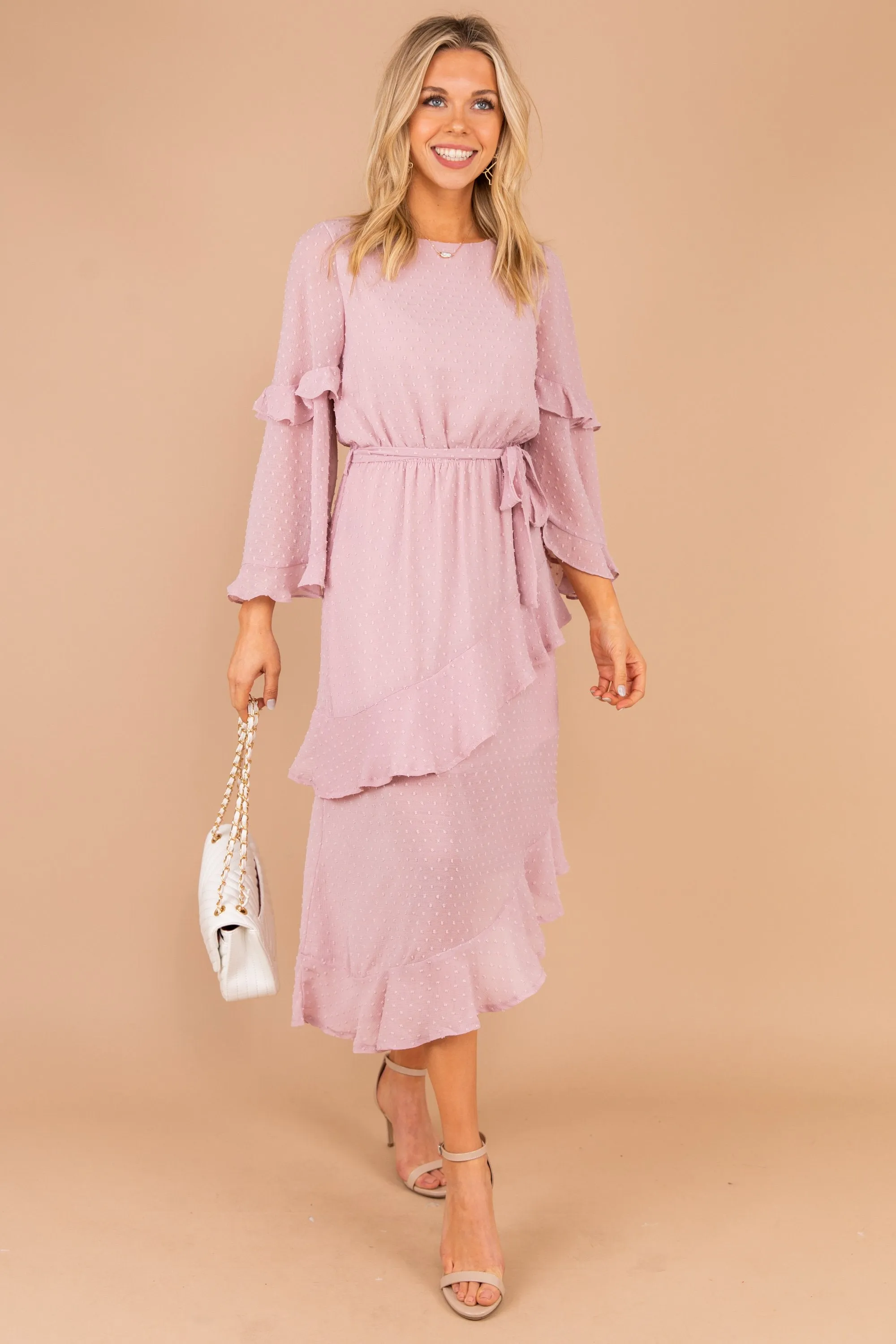 All Yours Lavender Purple Tiered Midi Dress