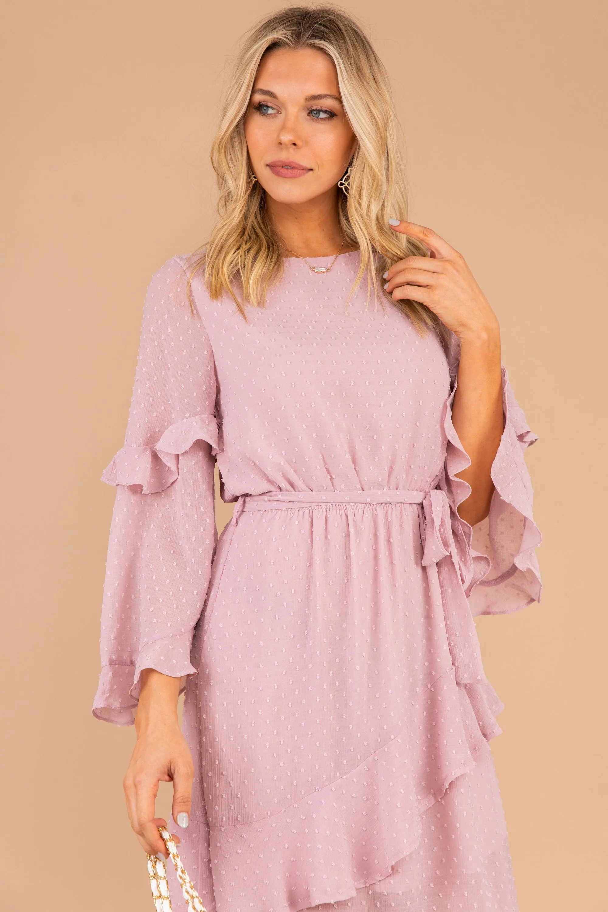 All Yours Lavender Purple Tiered Midi Dress