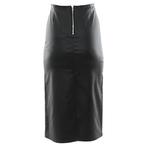 Allie Faux Leather Midi Skirt (Black)