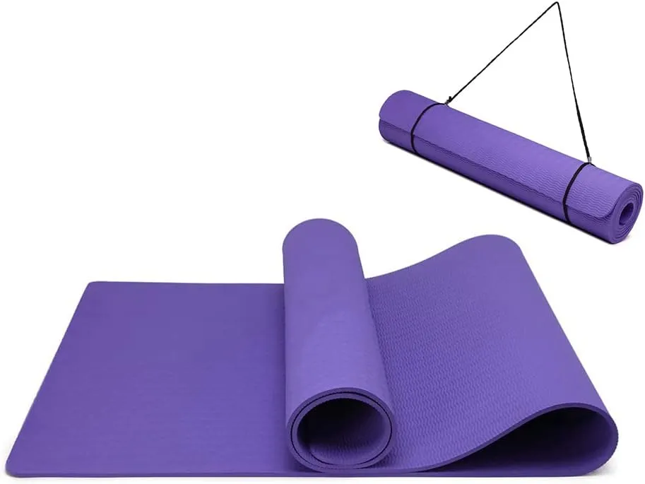 ALYV 6mm TPE Thick Yoga Mat ,Non-Skid Dual Surface, Eco-Friendly , for Women, Men, Kids. Perfect for Pilates, Yoga, Floor Workouts(Blue)