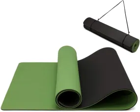 ALYV 6mm TPE Thick Yoga Mat ,Non-Skid Dual Surface, Eco-Friendly , for Women, Men, Kids. Perfect for Pilates, Yoga, Floor Workouts(Green)