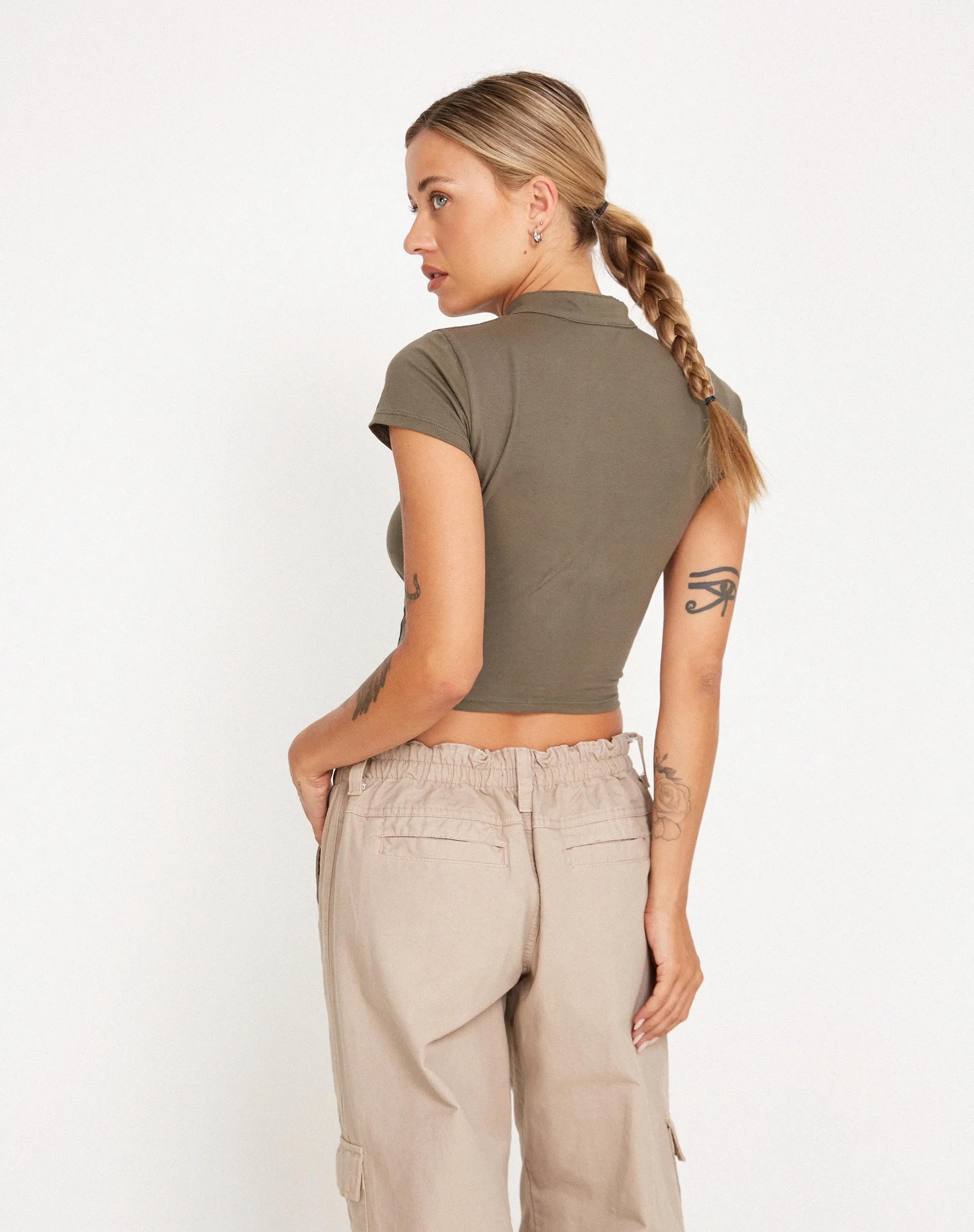 Anelis Crop Top in Tarmac Green