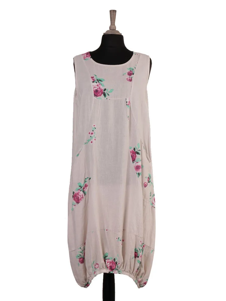 Anne   Kate Elasticated Hem Floral Linen Blend Dress