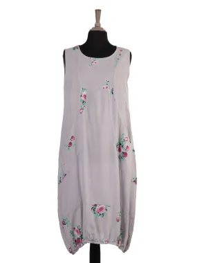 Anne   Kate Elasticated Hem Floral Linen Blend Dress