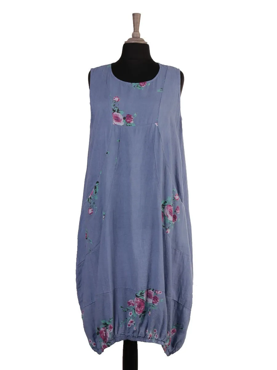 Anne   Kate Elasticated Hem Floral Linen Blend Dress