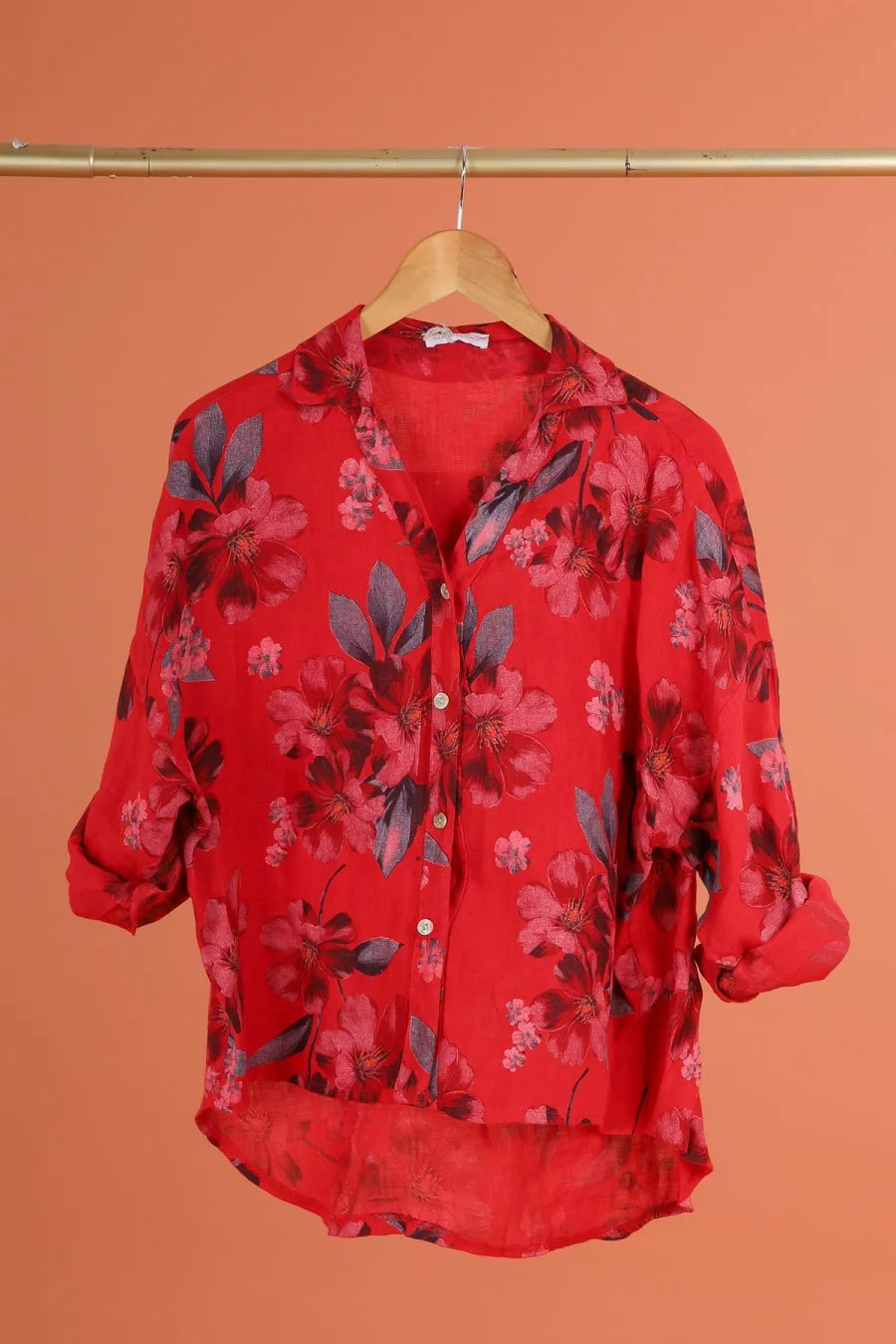 Anne   Kate Italian Belluno Floral Linen Shirt