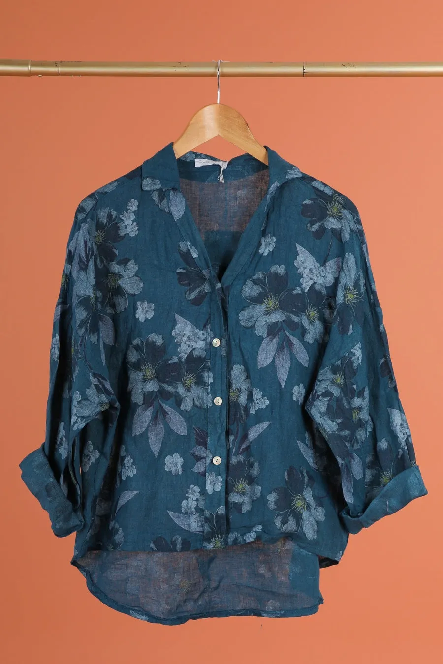 Anne   Kate Italian Belluno Floral Linen Shirt