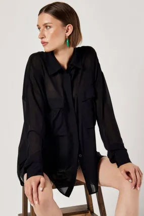 Apricot Oversized Silky Chiffon Shirt