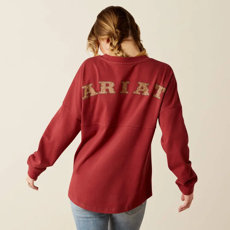 Ariat Tooled Logo Oversized Tee Burnt Russet 10053891