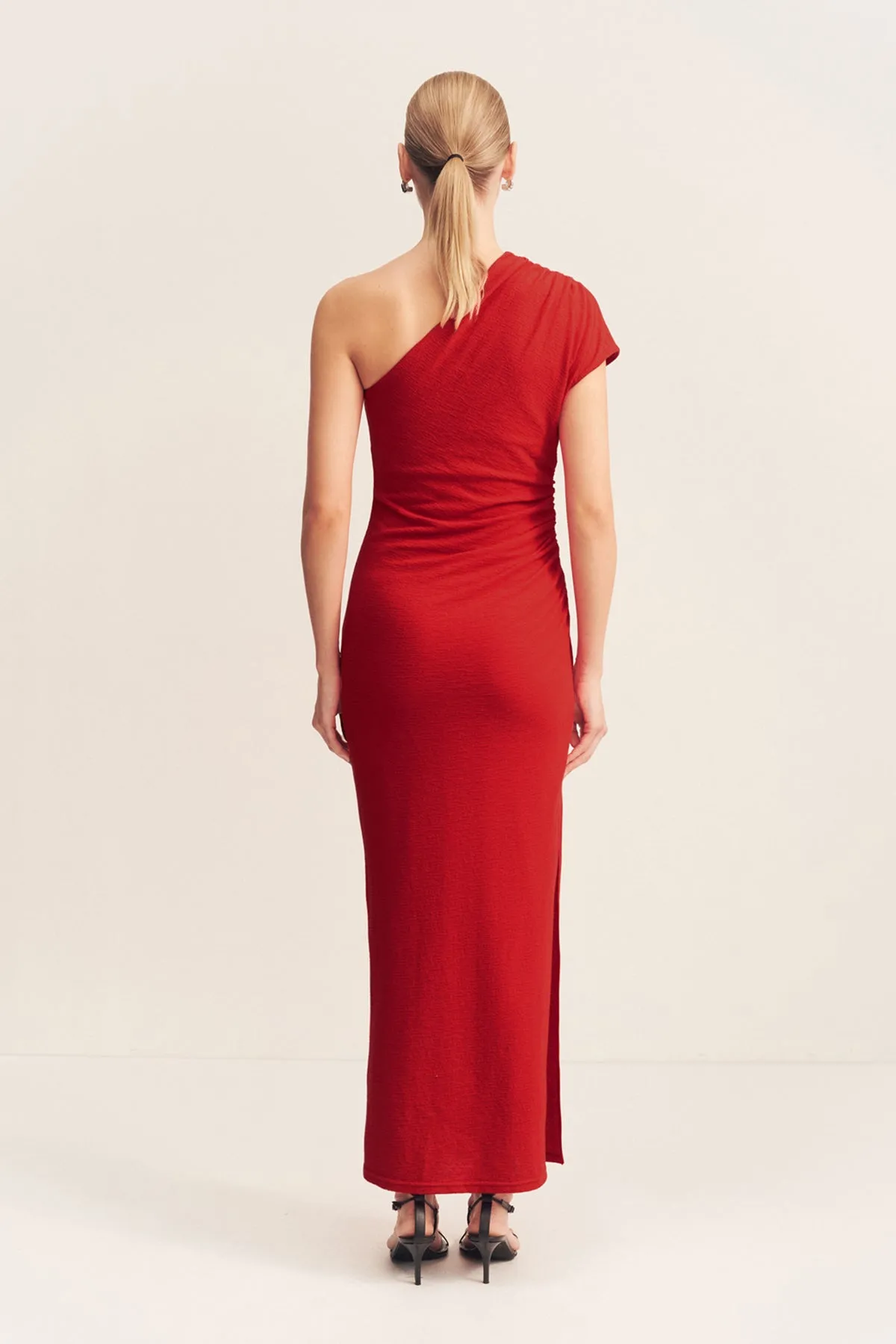 BEAU ASYMMETRICAL MIDI DRESS - CHILLI