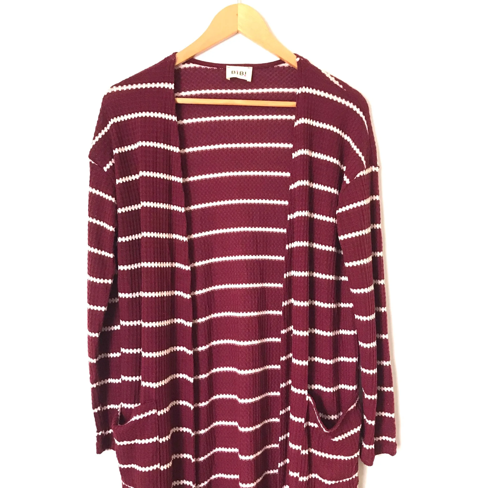 Bibi (Pink Lily) Wine Striped Cardigan- Size S