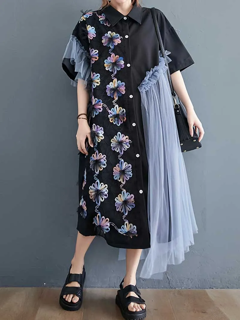 Black Floral Enchanted A-Line Dress