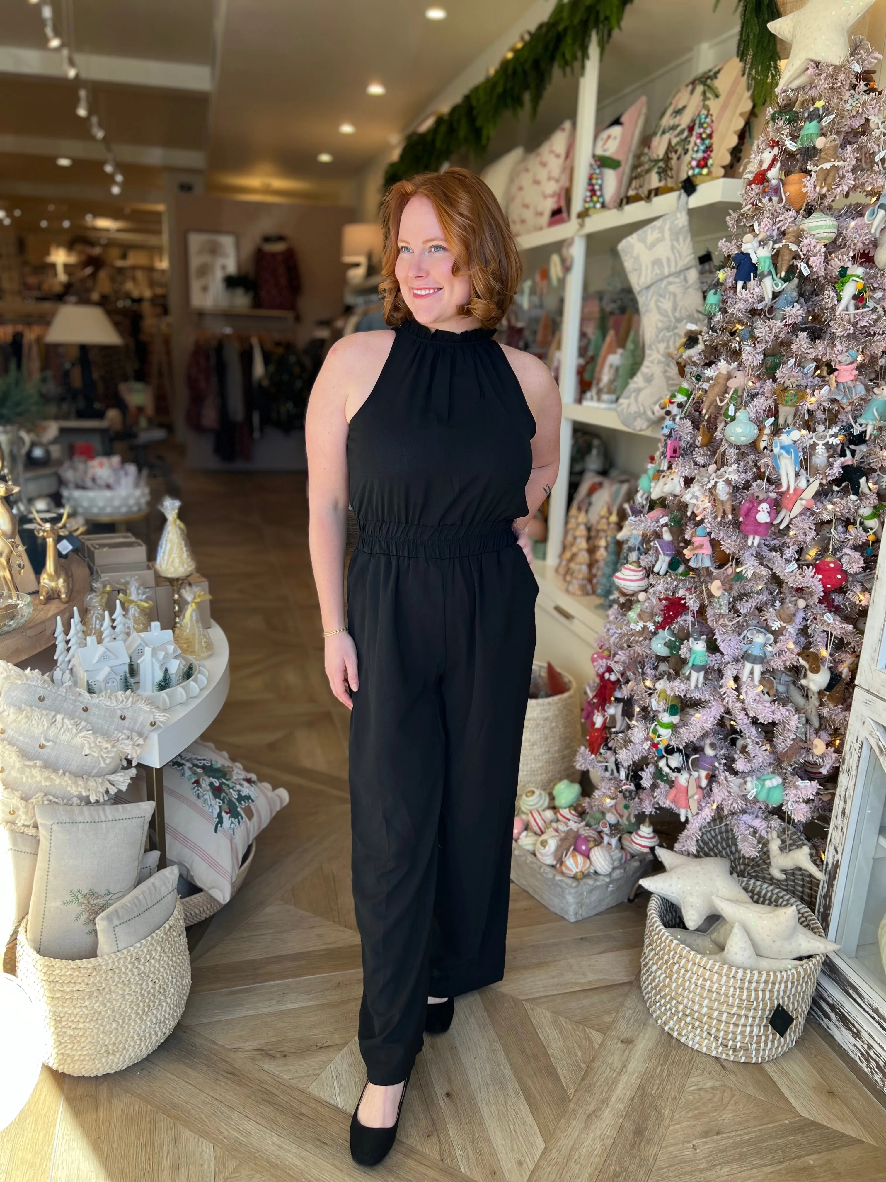 Black Mock Neck Jumpsuit