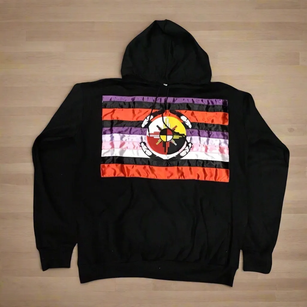 Black Native Style Embroidered Hoodies