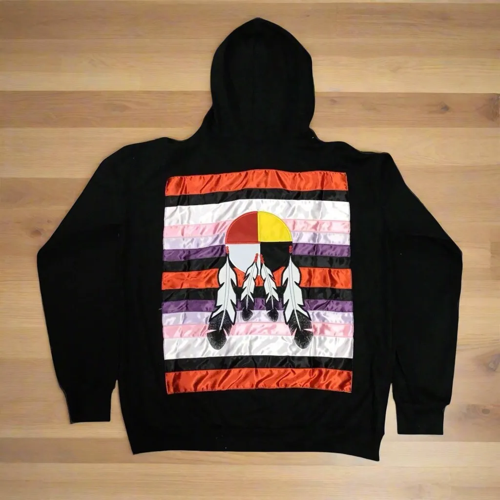 Black Native Style Embroidered Hoodies