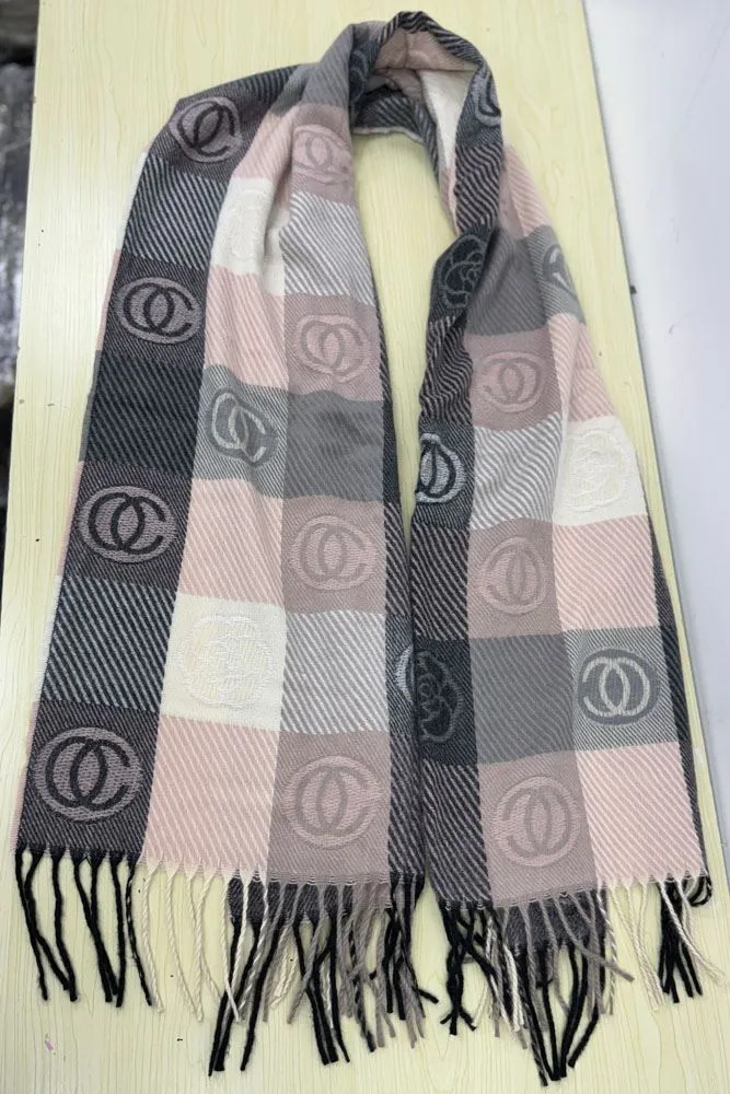 Block Stripe Print Soft Feel Tassel Scarves