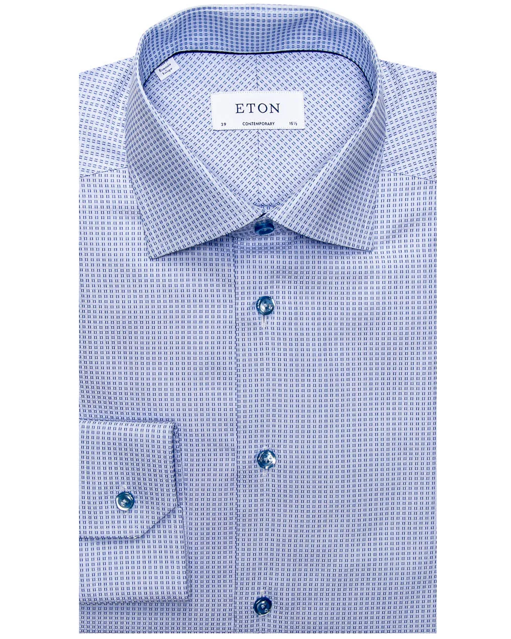 Blue Micro Geometric Dress Shirt