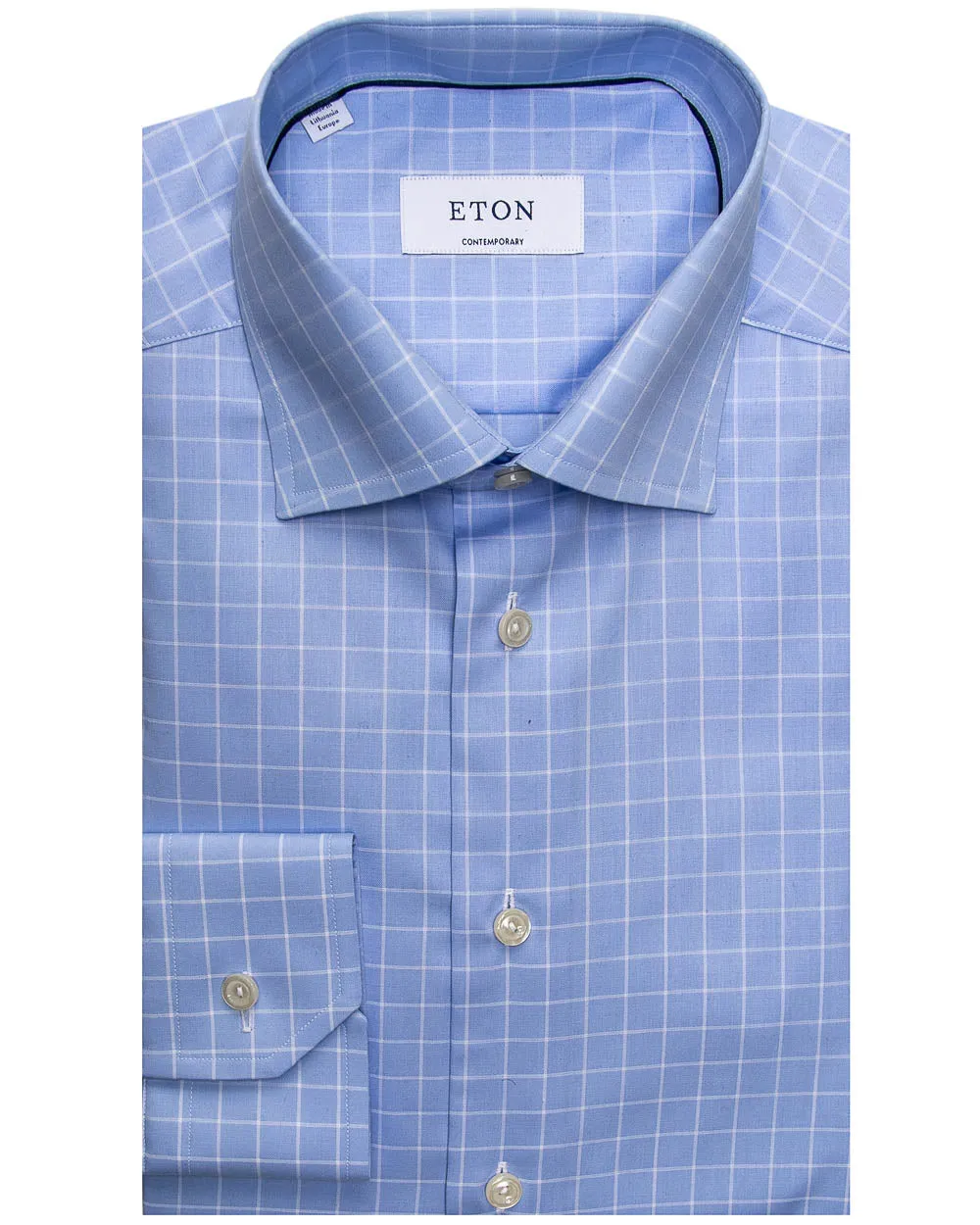 Blue Windowpane Dress Shirt