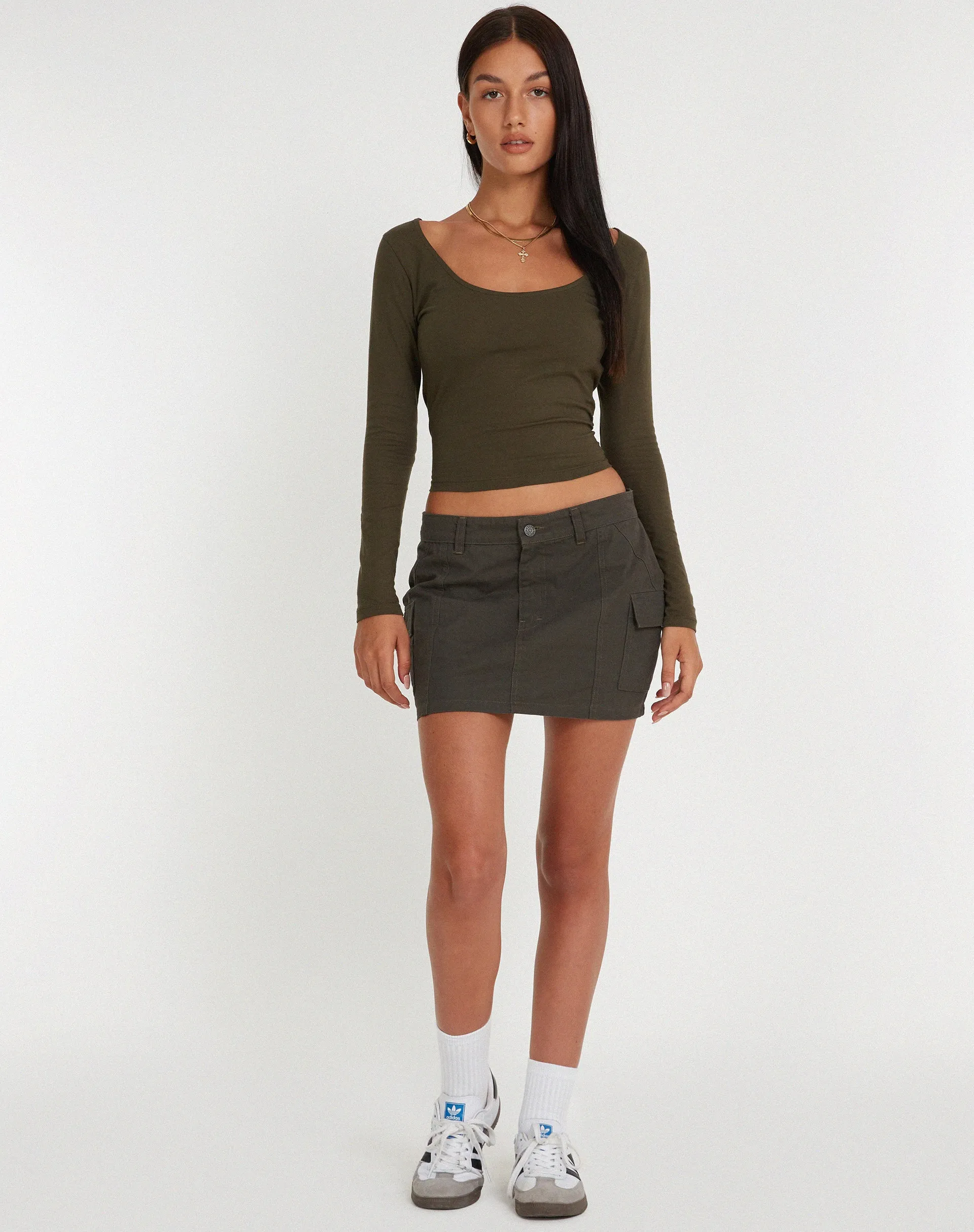 Bonlo Long Sleeve Top in Olive