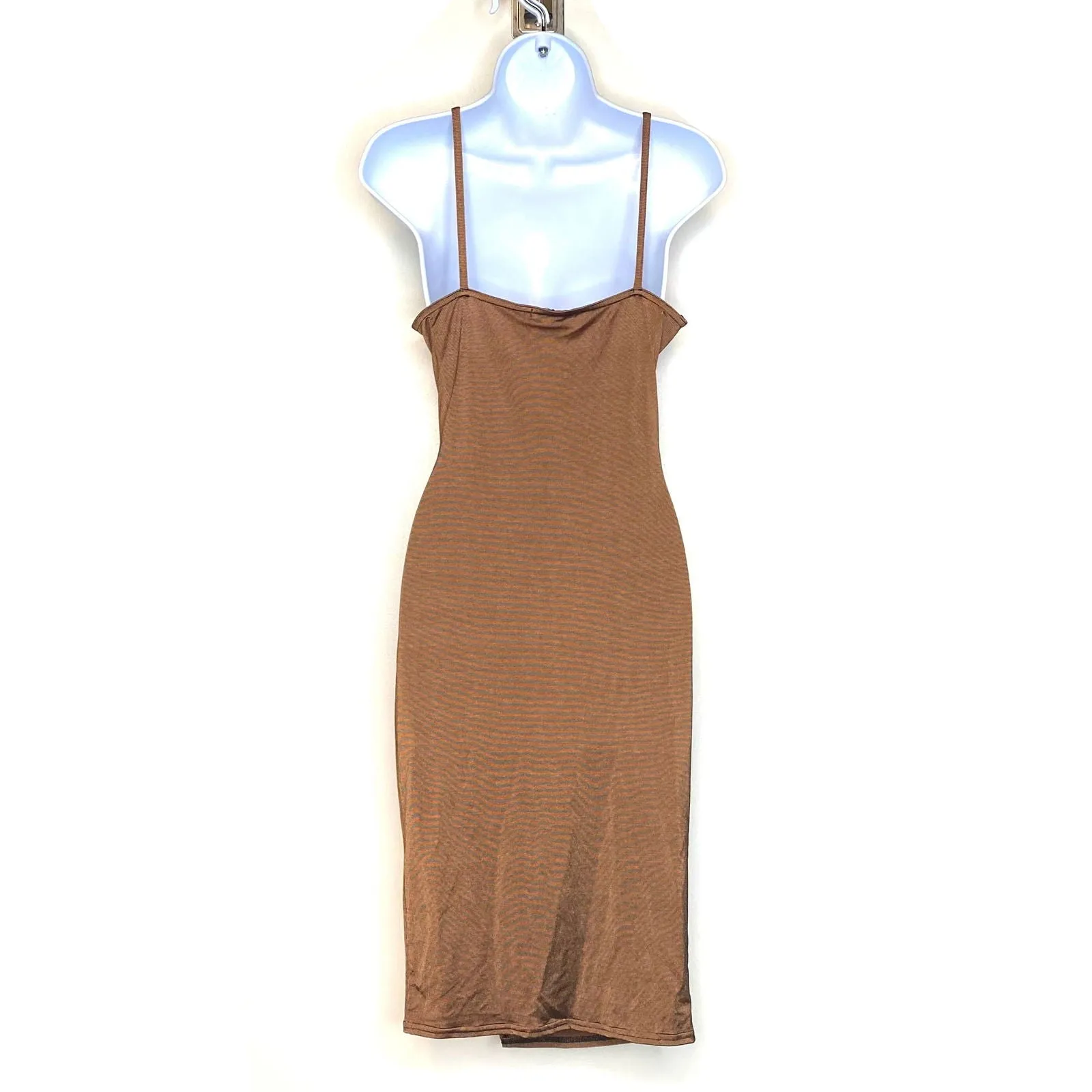 Boohoo Night Womens Midi Dress Size 6 Copper Brown Sasha Slinky NWT