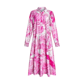 BREAST CANCER BOHO DRESS-WHITE & PINK