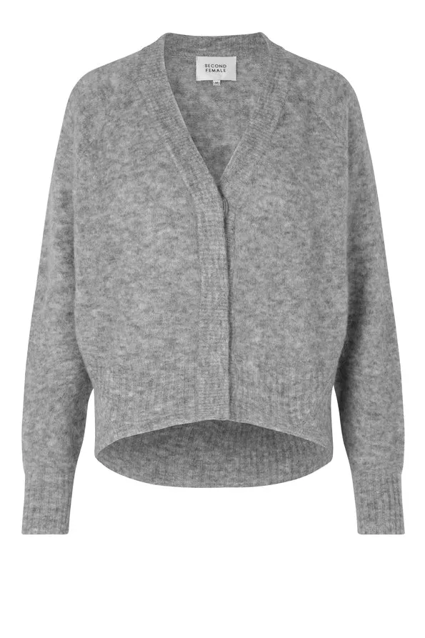 Brook Knit Boxy Cardigan - Grey Melange