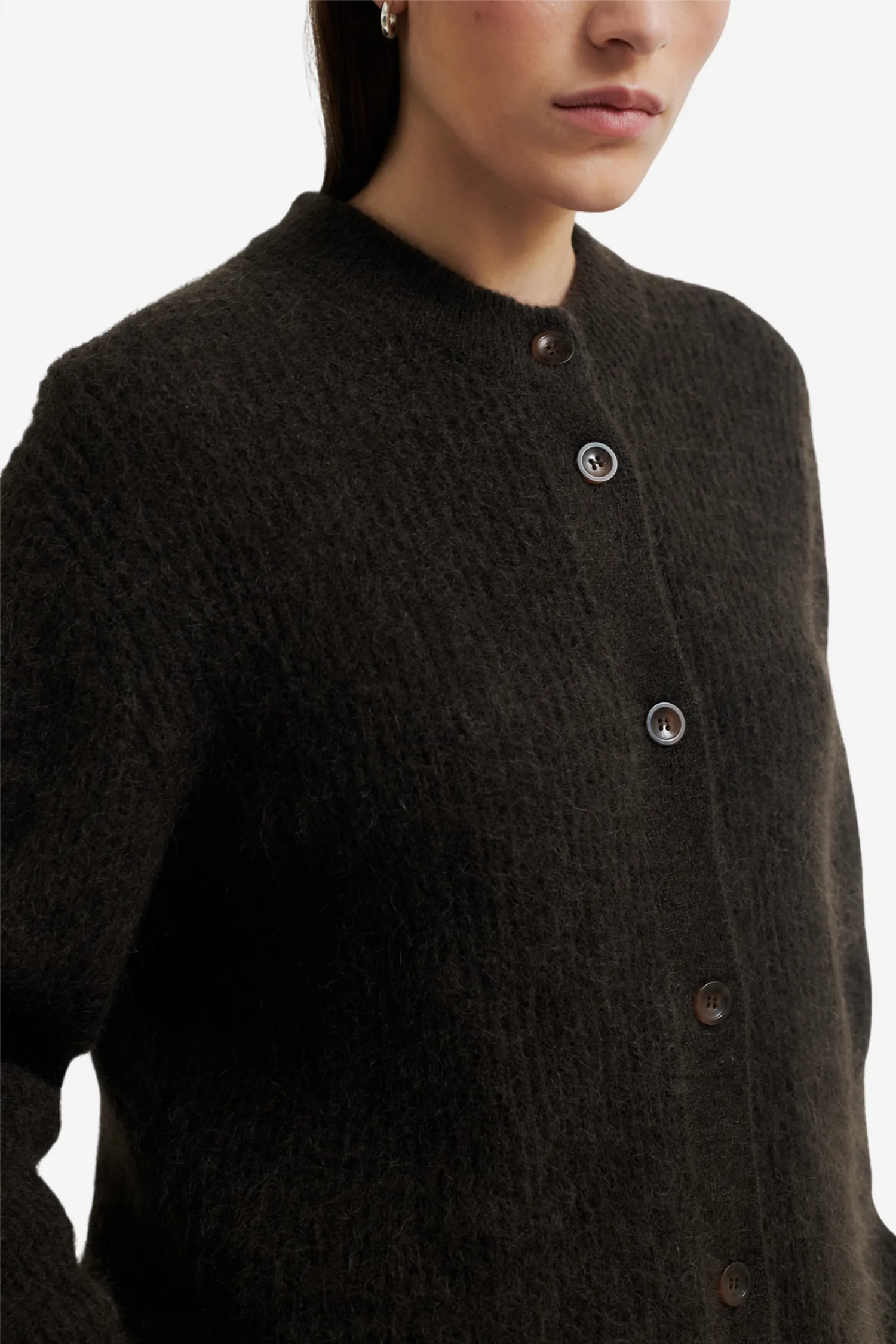 Brook Knit Rib Cardigan Mulch