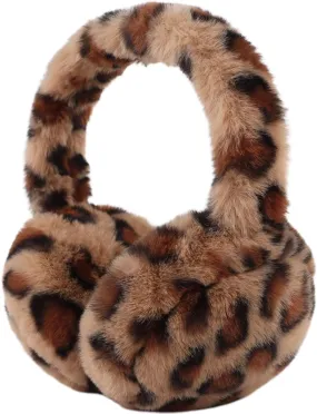 Brown Leopard Printed Foldable Faux Fur Winter Style Ear Muffs