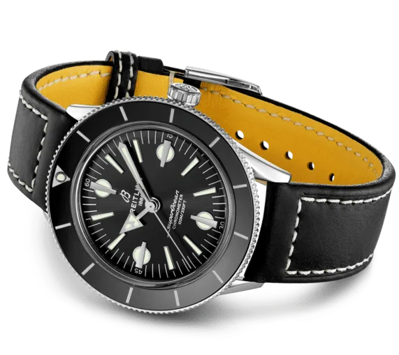 BRT Watch Superocean Heritage 57 Black Leather Folding Clasp