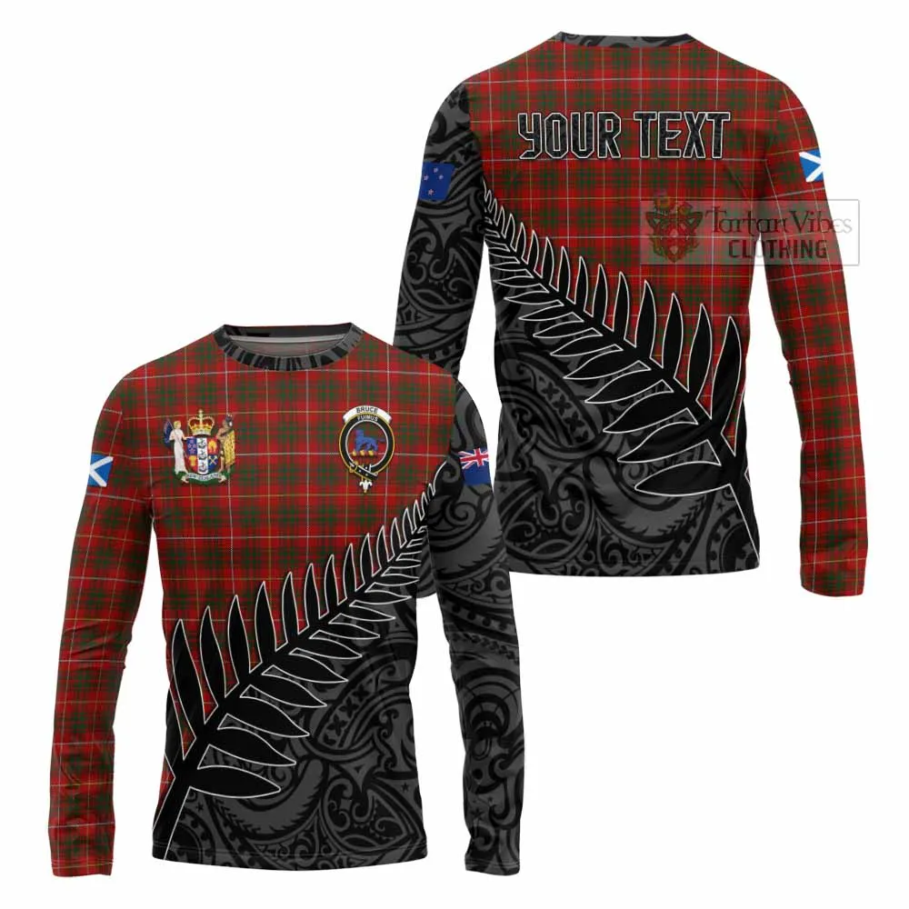 Bruce Crest Tartan Long Sleeve T-Shirt with New Zealand Silver Fern Half Style