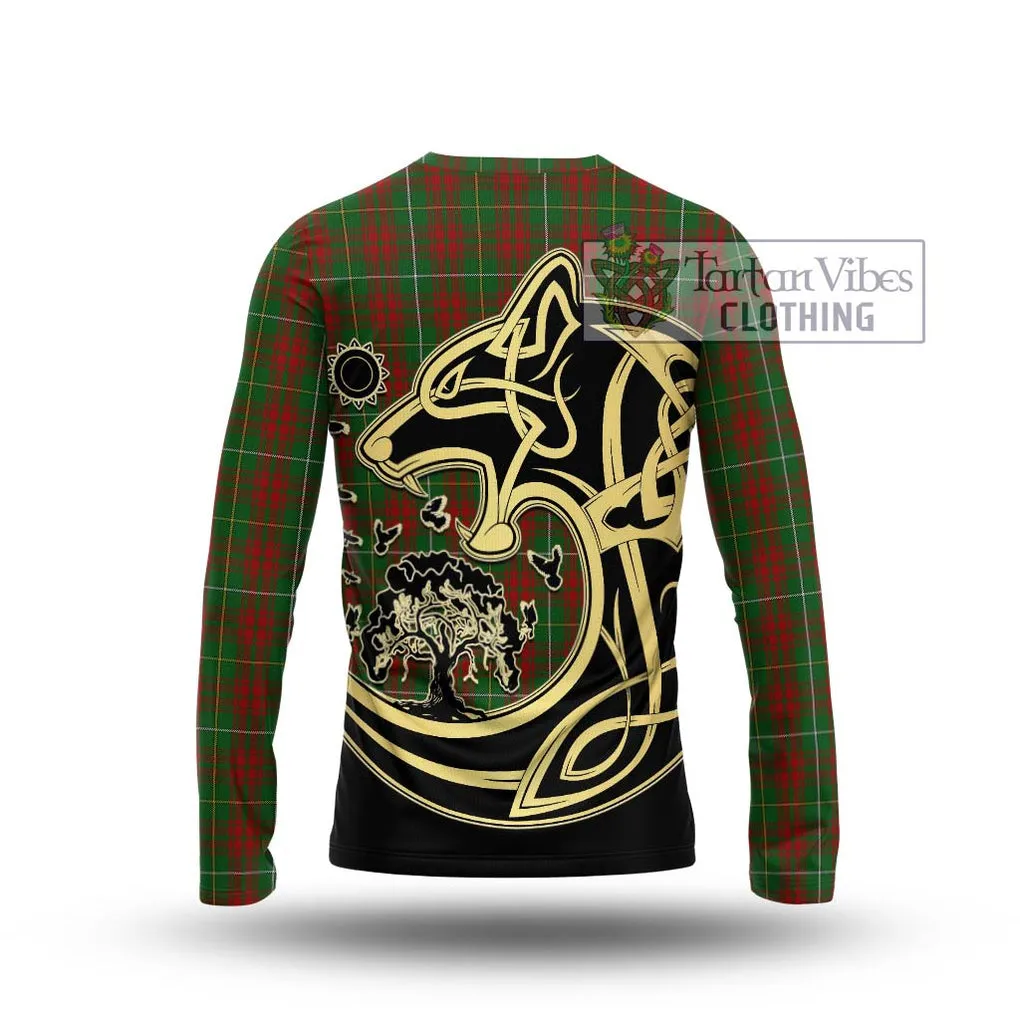 Bruce Hunting Tartan Long Sleeve T-Shirt with Family Crest Celtic Wolf Style