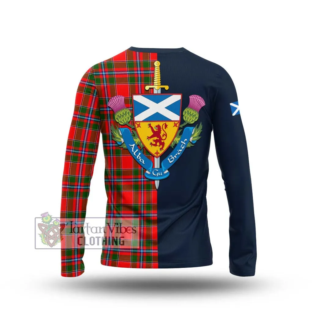 Butter Tartan Long Sleeve T-Shirt Alba with Scottish Lion Royal Arm Half Style