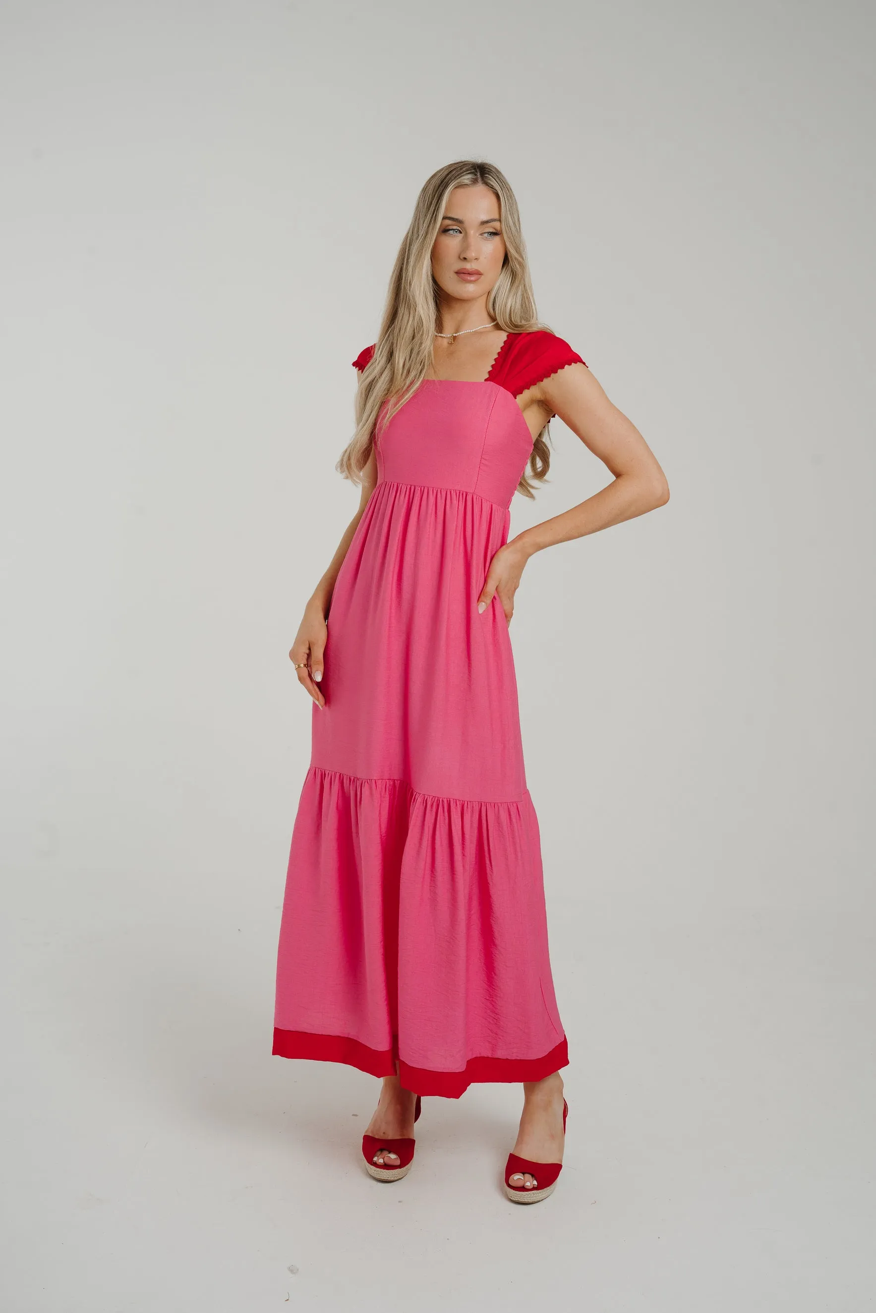 Caitlyn Midi Dress In Pink & Red