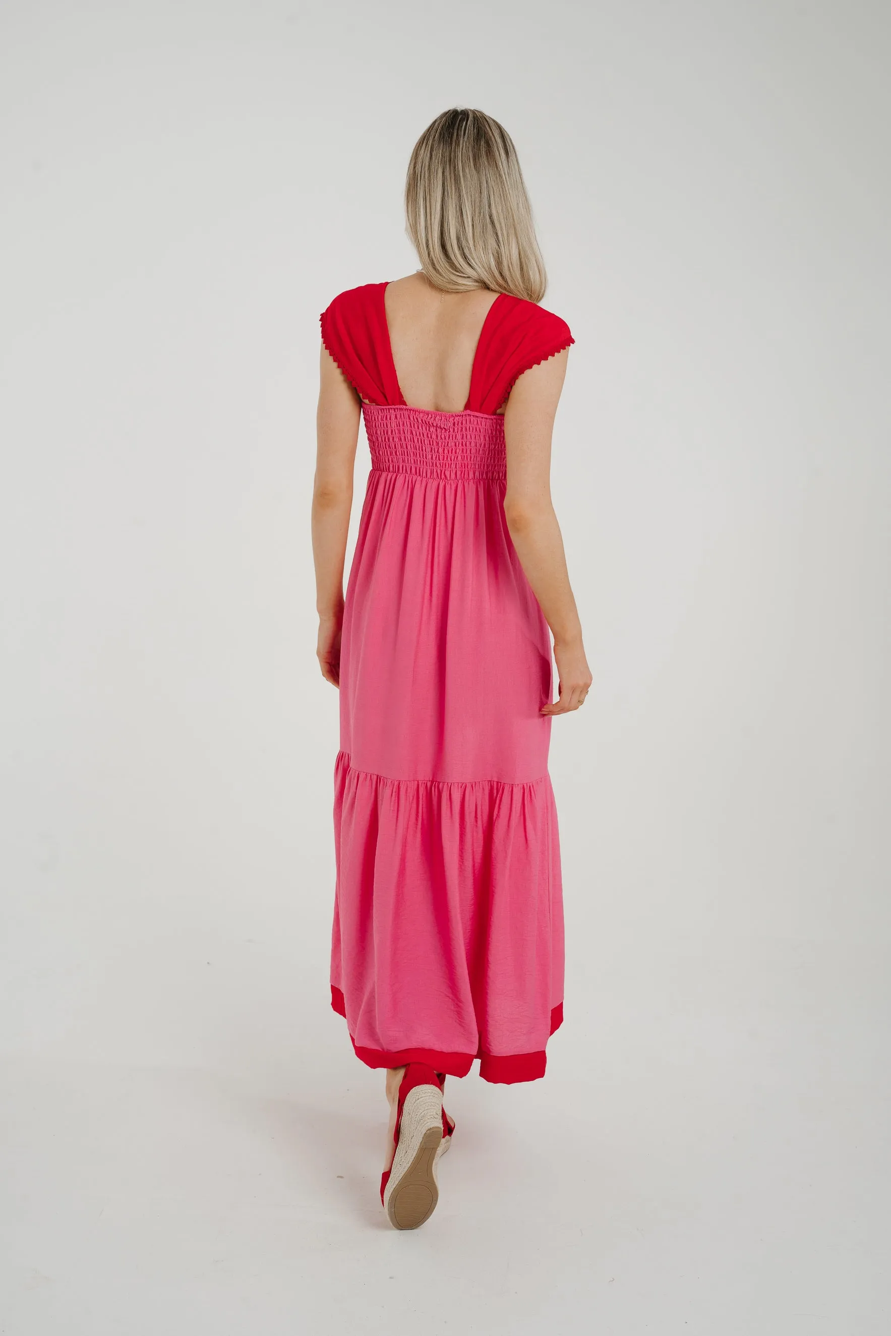 Caitlyn Midi Dress In Pink & Red