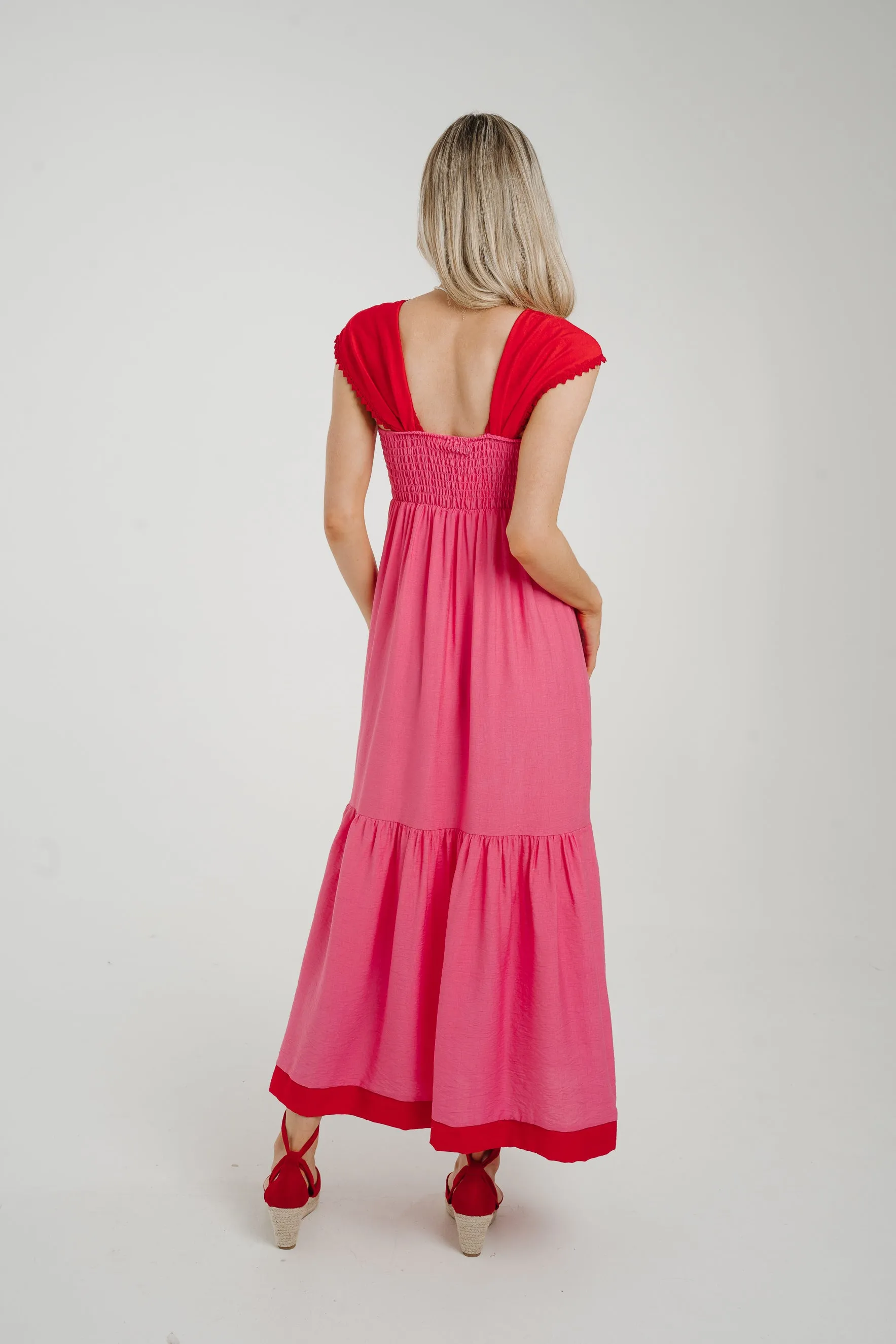 Caitlyn Midi Dress In Pink & Red