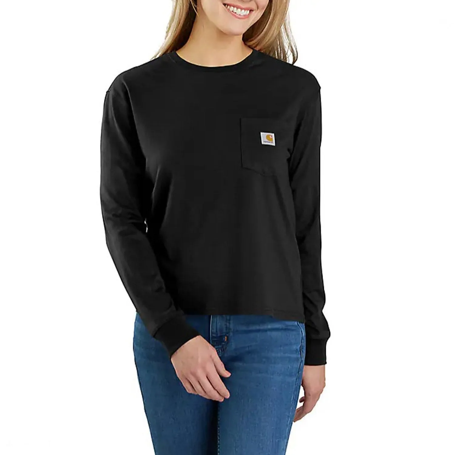 Carhartt Women's Tencel Loose Fit Lightweight Crewneck Pocket Long Sleeve T-Shirt