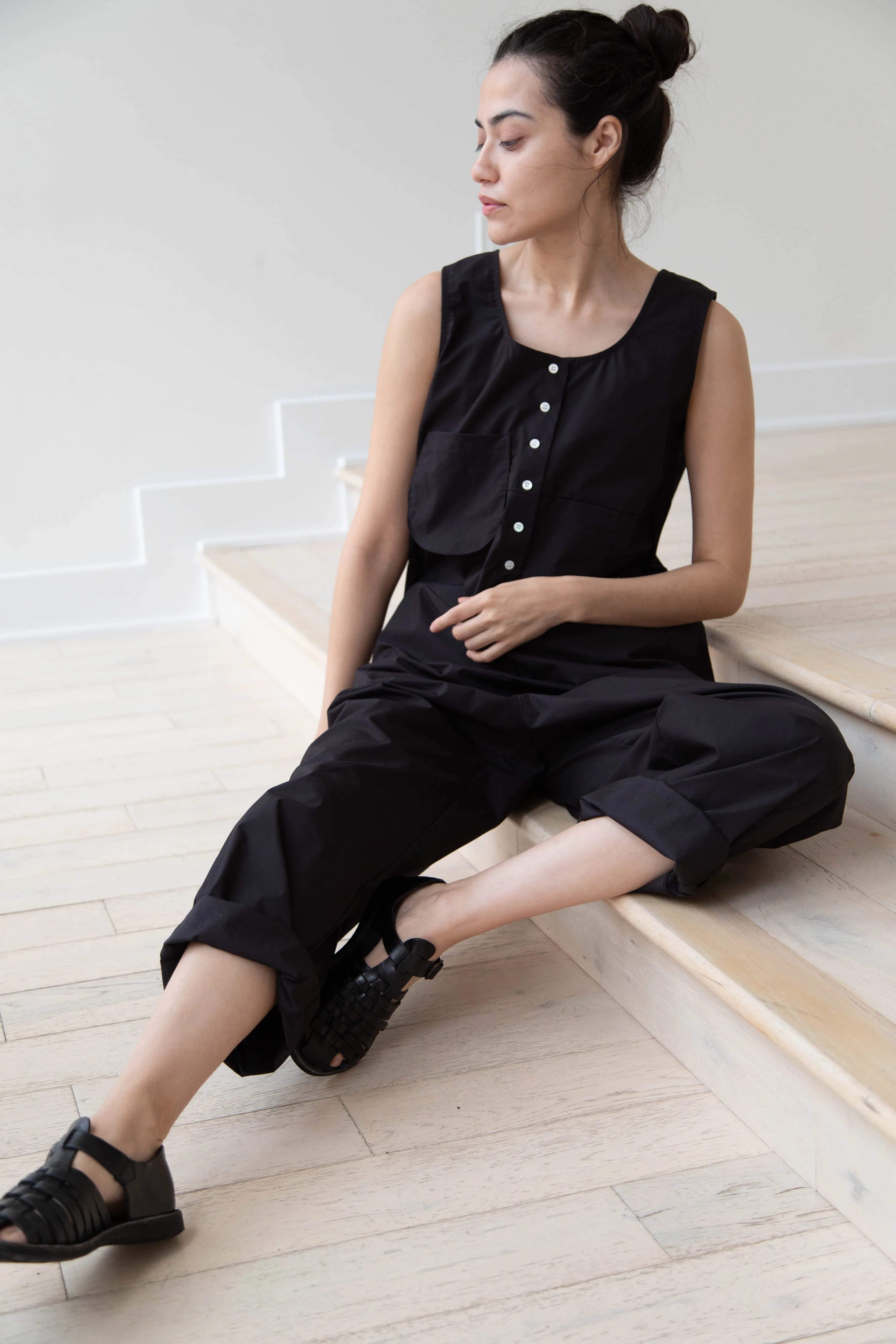 Caron Callahan | Adele Jumpsuit in Black Poplin